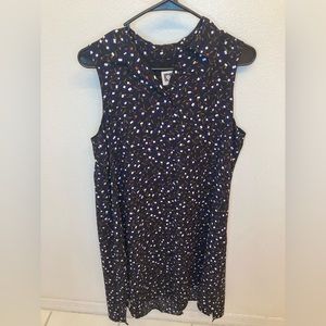 Black Button Down Floral Patterned Dress